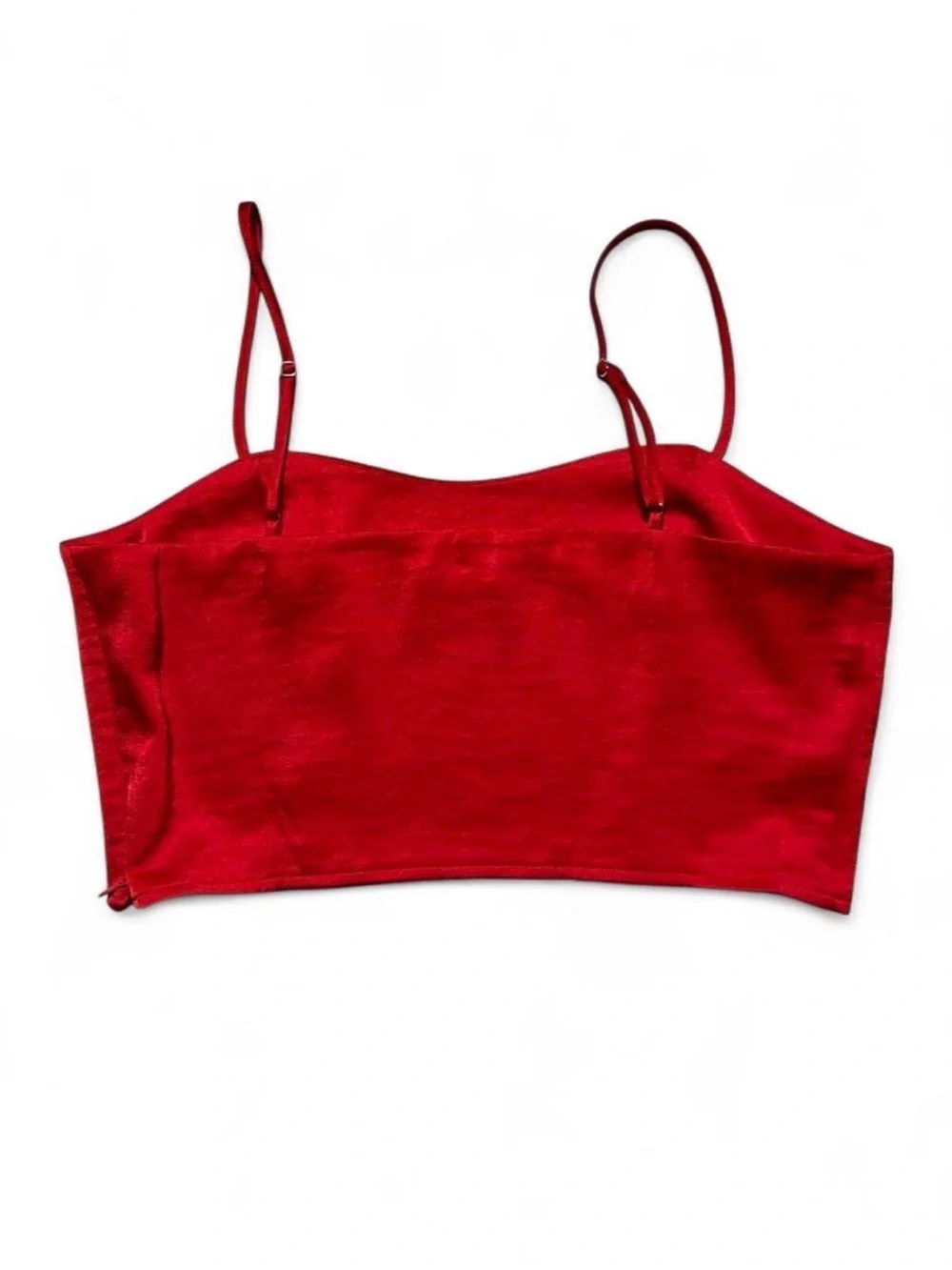Express Red Satin Crop Camisole Bralette - Picture 4 of 7